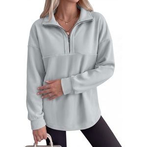 image:imageANRABESS Sweatshirt for Women Loose Fit Quarter Zip Pullover Fall OutfitsLight Grey