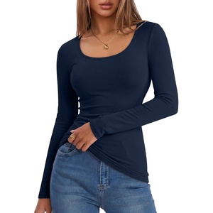 image:imageANRABESS Women Long Sleeve Thermal Shirts Scoop Neck TopNavy Blue