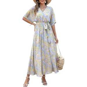 image:imageANRABESS Womens Boho Floral Wedding Guest Maxi DressFloral Blue Yellow