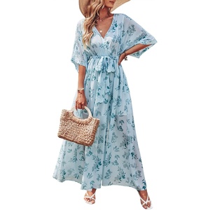 image:imageANRABESS Womens Boho Floral Wedding Guest Maxi DressGreen Leaf Print