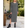 image:imageANRABESS Long Sleeve Midi Dresses for WomenBlack White Stripe