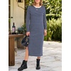 image:imageANRABESS Long Sleeve Midi Dresses for WomenBlue White Stripe