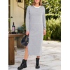 image:imageANRABESS Long Sleeve Midi Dresses for WomenGrey White Stripe