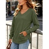 image:imageANRABESS Long Sleeve Shirts for Women Fall V Neck SweatshirtsArmy Green