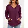 image:imageANRABESS Long Sleeve Shirts for Women Fall V Neck SweatshirtsDark Purple