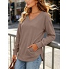 image:imageANRABESS Long Sleeve Shirts for Women Fall V Neck SweatshirtsLight Brown