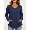 image:imageANRABESS Long Sleeve Shirts for Women Fall V Neck SweatshirtsNavy Blue
