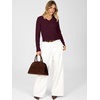image:imageANRABESS Sweaters for Women Fall Lightweight Cropped V Neck Cable KnitDark Red