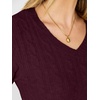 image:imageANRABESS Sweaters for Women Fall Lightweight Cropped V Neck Cable KnitDark Red