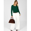 image:imageANRABESS Sweaters for Women Fall Lightweight Cropped V Neck Cable KnitForest Green