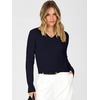 image:imageANRABESS Sweaters for Women Fall Lightweight Cropped V Neck Cable KnitNavy Blue