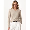 image:imageANRABESS Women Fall Long Sleeve V Neck Lightweight SweatersAlmond