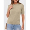 image:imageANRABESS Women Short Sleeve Crewneck Lightweight Summer SweatersAlmond