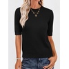 image:imageANRABESS Women Short Sleeve Crewneck Lightweight Summer SweatersBlack
