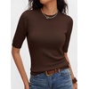 image:imageANRABESS Women Short Sleeve Crewneck Lightweight Summer SweatersChocolate Brown