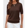 image:imageANRABESS Women Short Sleeve Crewneck Lightweight Summer SweatersChocolate Brown