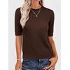 image:imageANRABESS Women Short Sleeve Crewneck Lightweight Summer SweatersChocolate Brown