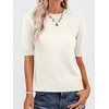 image:imageANRABESS Women Short Sleeve Crewneck Lightweight Summer SweatersCream White