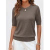 image:imageANRABESS Women Short Sleeve Crewneck Lightweight Summer SweatersDrak Taupe