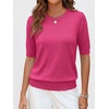 image:imageANRABESS Women Short Sleeve Crewneck Lightweight Summer SweatersHot Pink