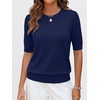 image:imageANRABESS Women Short Sleeve Crewneck Lightweight Summer SweatersNavy Blue