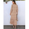 image:imageANRABESS Womens Boho Floral 34 Puff Sleeve Fall Maxi DressFloral Apricot Red