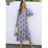 image:imageANRABESS Womens Boho Floral 34 Puff Sleeve Fall Maxi DressFloral Blue Khaki