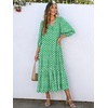 image:imageANRABESS Womens Boho Floral 34 Puff Sleeve Fall Maxi DressFloral Light Green