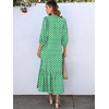 image:imageANRABESS Womens Boho Floral 34 Puff Sleeve Fall Maxi DressFloral Light Green