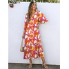 image:imageANRABESS Womens Boho Floral 34 Puff Sleeve Fall Maxi DressFloral Red White