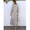 image:imageANRABESS Womens Boho Floral 34 Puff Sleeve Fall Maxi DressKhaki Polka Dot Gray