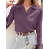 image:imageANRABESS Womens Cable Knit Sweaters Long Sleeve Polo Fall OutfitsPurple