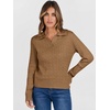 image:imageANRABESS Womens Cable Knit Sweaters Long Sleeve Polo Fall OutfitsTan