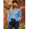 image:imageANRABESS Womens Fall Fashion Oversized Scoop V Neck Batwing Sleeve SweaterBlue