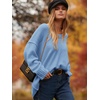 image:imageANRABESS Womens Fall Fashion Oversized Scoop V Neck Batwing Sleeve SweaterBlue