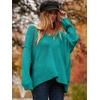 image:imageANRABESS Womens Fall Fashion Oversized Scoop V Neck Batwing Sleeve SweaterBlue Green