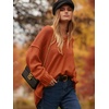 image:imageANRABESS Womens Fall Fashion Oversized Scoop V Neck Batwing Sleeve SweaterBrick