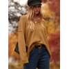 image:imageANRABESS Womens Fall Fashion Oversized Scoop V Neck Batwing Sleeve SweaterCamel