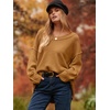 image:imageANRABESS Womens Fall Fashion Oversized Scoop V Neck Batwing Sleeve SweaterCamel