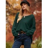 image:imageANRABESS Womens Fall Fashion Oversized Scoop V Neck Batwing Sleeve SweaterDark Green