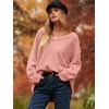 image:imageANRABESS Womens Fall Fashion Oversized Scoop V Neck Batwing Sleeve SweaterPink