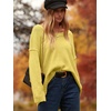 image:imageANRABESS Womens Fall Fashion Oversized Scoop V Neck Batwing Sleeve SweaterYellow