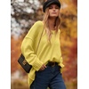 image:imageANRABESS Womens Fall Fashion Oversized Scoop V Neck Batwing Sleeve SweaterYellow