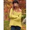 image:imageANRABESS Womens Fall Fashion Oversized Scoop V Neck Batwing Sleeve SweaterYellow