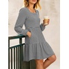 image:imageANRABESS Womens Fall Long Sleeve Square Neck Short DressBlack White Stripe