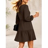 image:imageANRABESS Womens Fall Long Sleeve Square Neck Short DressCoffee