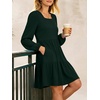 image:imageANRABESS Womens Fall Long Sleeve Square Neck Short DressDeep Green