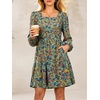 image:imageANRABESS Womens Fall Long Sleeve Square Neck Short DressMulticolored Floral
