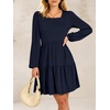 image:imageANRABESS Womens Fall Long Sleeve Square Neck Short DressNavy Blue