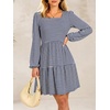 image:imageANRABESS Womens Fall Long Sleeve Square Neck Short DressNavy White Stripe